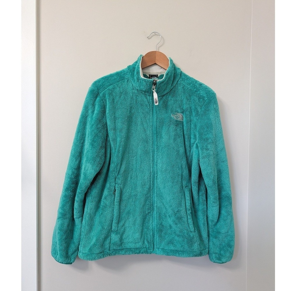The North Face Osito Fleece Jacket Womens Large Teal Green Full Zip Fuzzy Soft